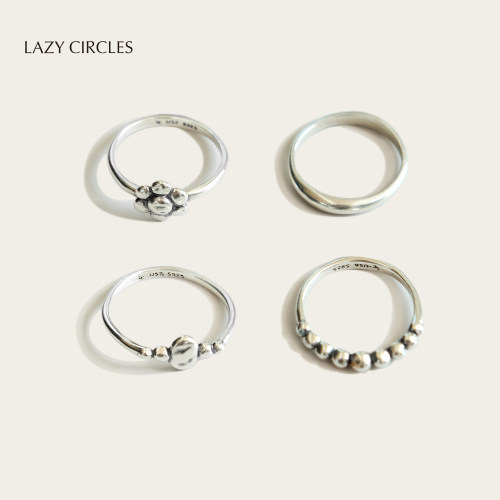 LAZYCIRCLES小花素圈戒指