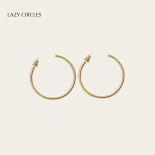 配饰 CIRCLES基础质感素圈大耳环金银色明星同款 赵露思同款 LAZY