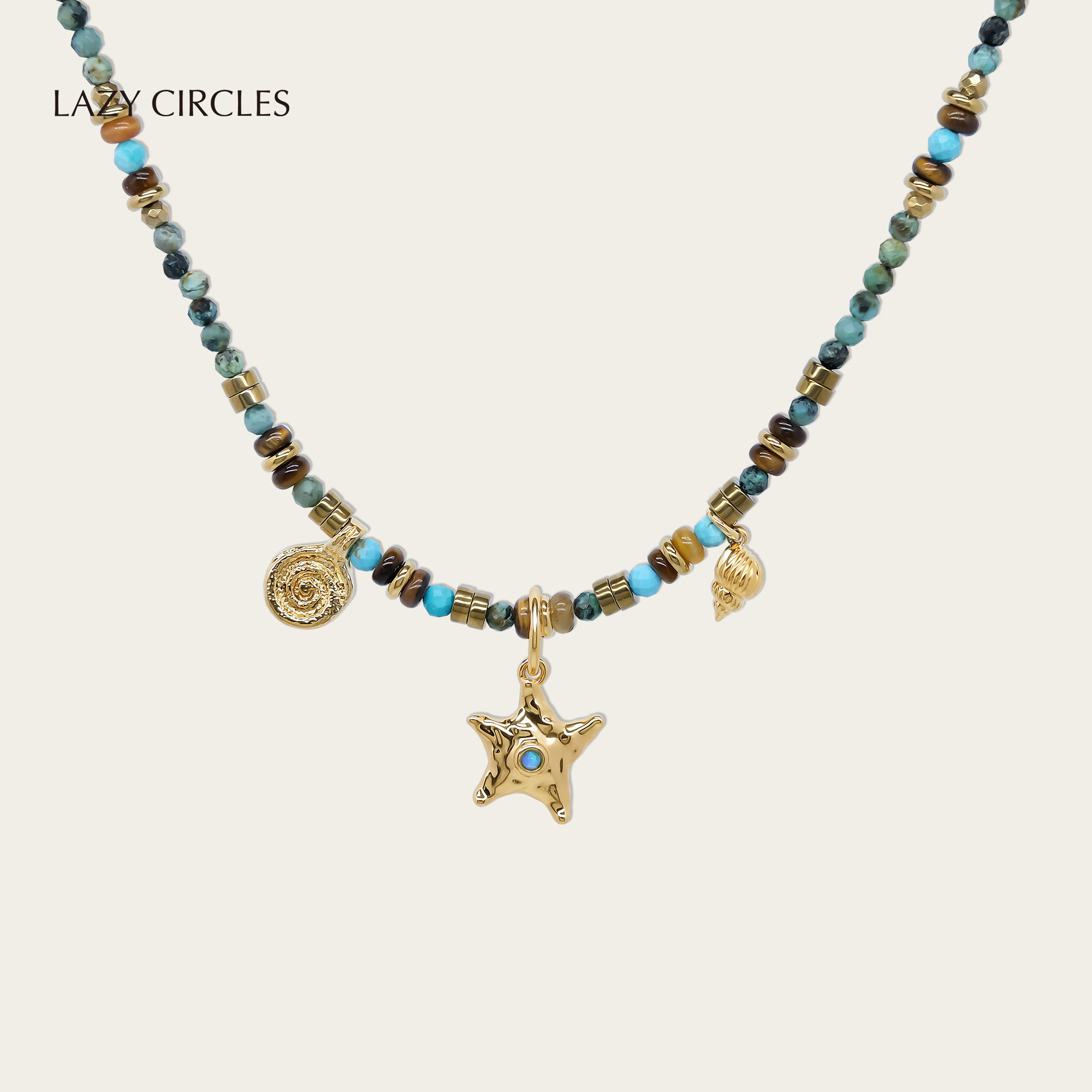 姜妍同款LAZY CIRCLES绿松石海星套组项链女轻奢海星颈链明星同款