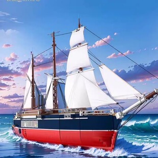 哲高耐力号蒸汽帆船积木南极科考船模型摆件男孩节日礼物拼装玩具