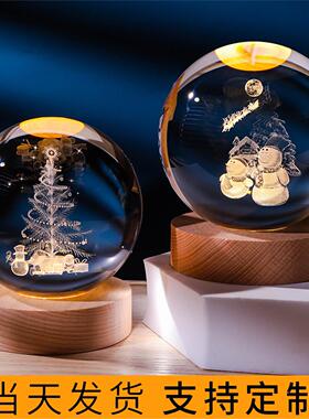 圣诞3D内雕发光水晶球小夜灯