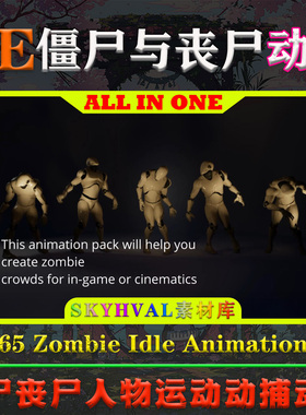 UE5虚幻4动画 65 Zombie Idle Animation by JKMotion 僵尸动作
