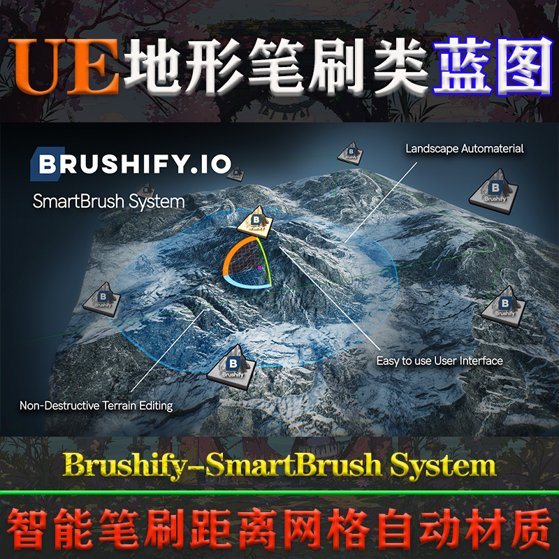 UE5虚幻5蓝图Brushify- SmartBrush System 5.0-5.3地形智能笔刷