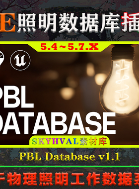 UE5.4-5.7.X虚幻5插件 PBL Database 基于物理照明工作流数据工具