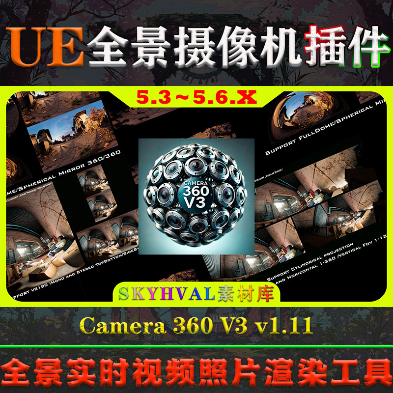 UE5.3-5.6虚幻插件 Camera 360 V3 全景实时视频照片渲染相机工具