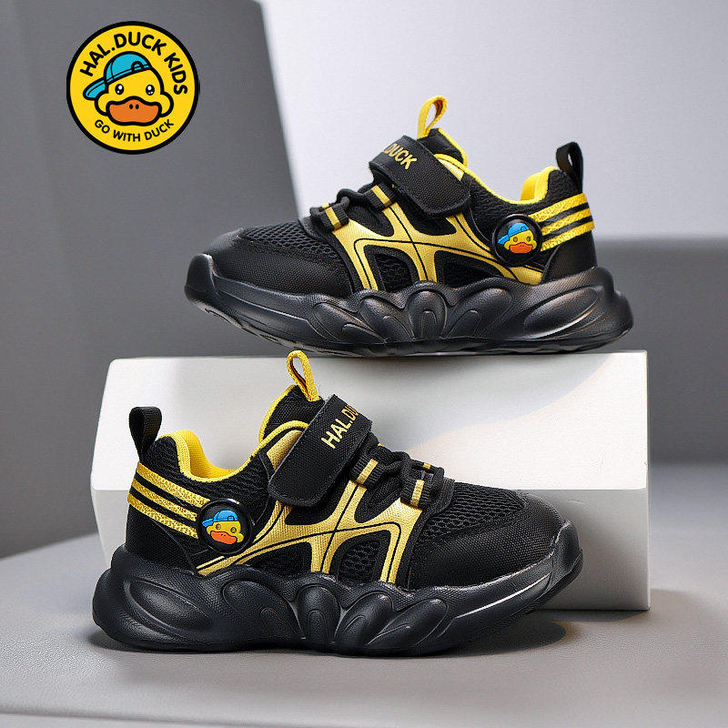 小黄鸭童鞋男童网面透气儿童春秋休闲鞋2026新款中大童运动鞋