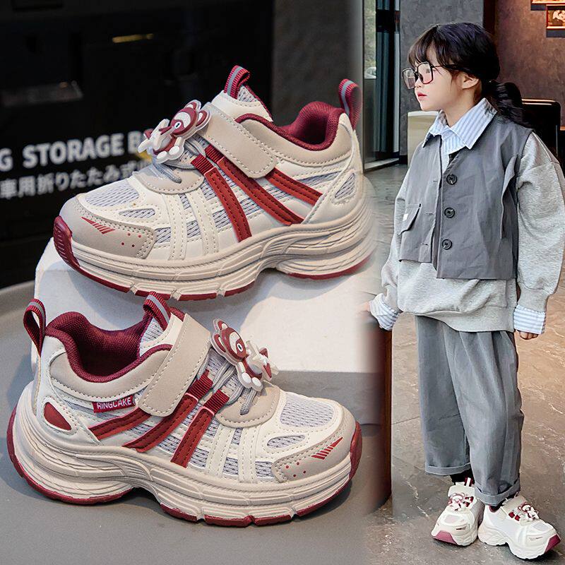 女童鞋子2026秋季新款网面软底儿童运动鞋女孩轻便透气老爹鞋跑步