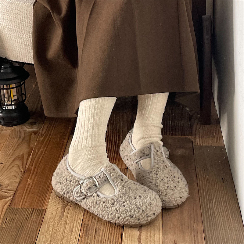 白色复古内增高厚底加绒毛毛鞋女2025新款秋冬外穿软底保暖棉鞋子