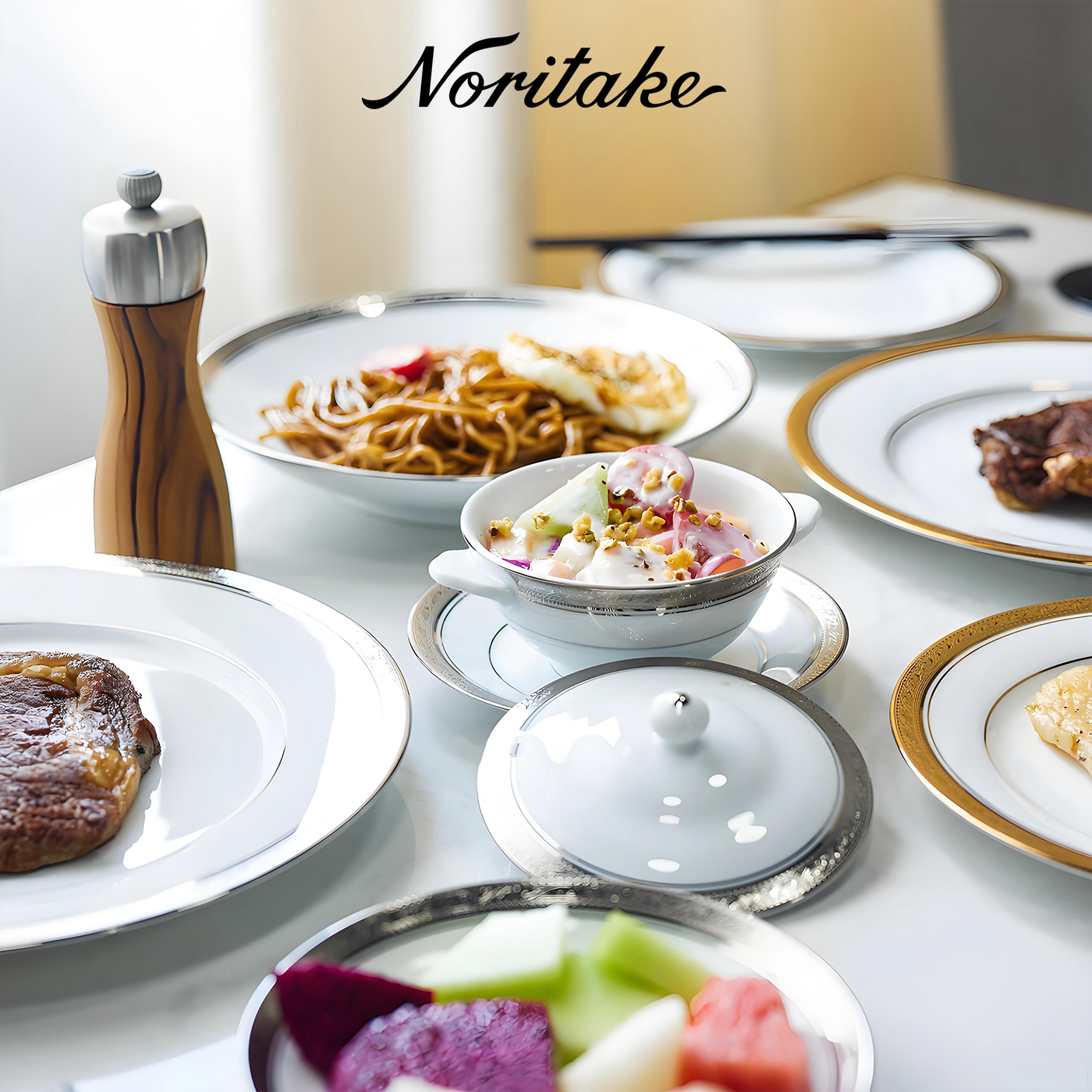 noritake则武欧式西餐牛排盘