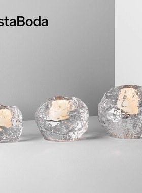 Kosta Boda北欧雪球烛台水晶玻璃香薰香氛烛台浪漫艺术餐桌摆件