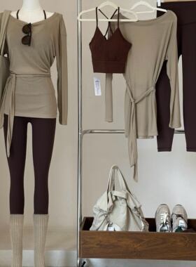 祖儿兔兔·高级感美拉德色系瑜伽服女绑腰罩衫普拉提套装2601D19