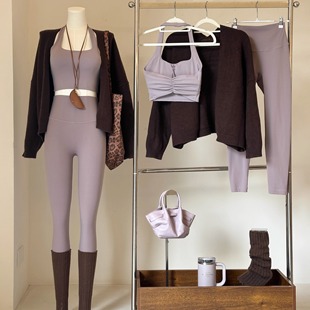 2512D16 紫棕色套装 祖儿兔兔·蝙蝠袖 毛衣开衫