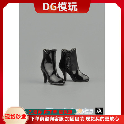 现货 ZYTOYS 1/6兵人 ZY1005 女装皮鞋 拉链短靴 空心高跟鞋