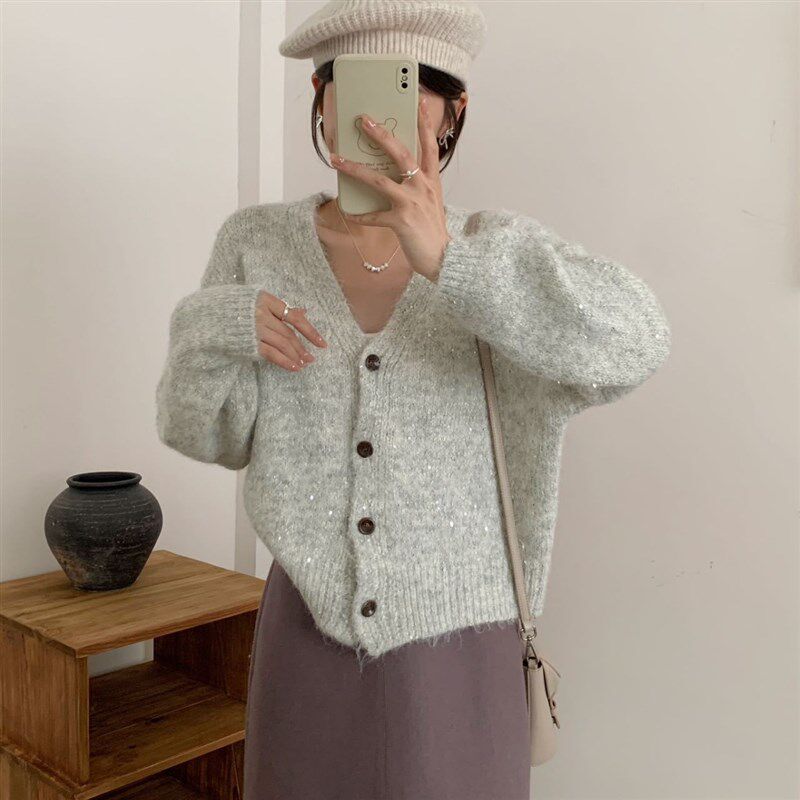 速发高品质针织开衫女装秋冬季新款韩版休闲宽松软糯毛衣外套百搭
