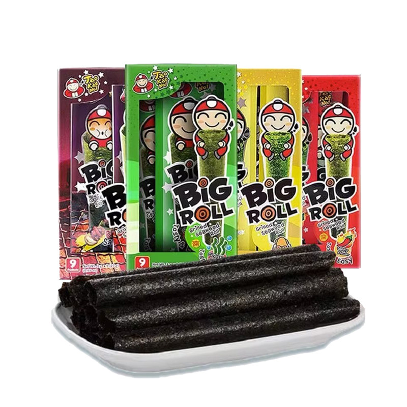 泰国进口小零食老板仔海苔卷儿童原味烤脆紫菜即食香辣鱿鱼味