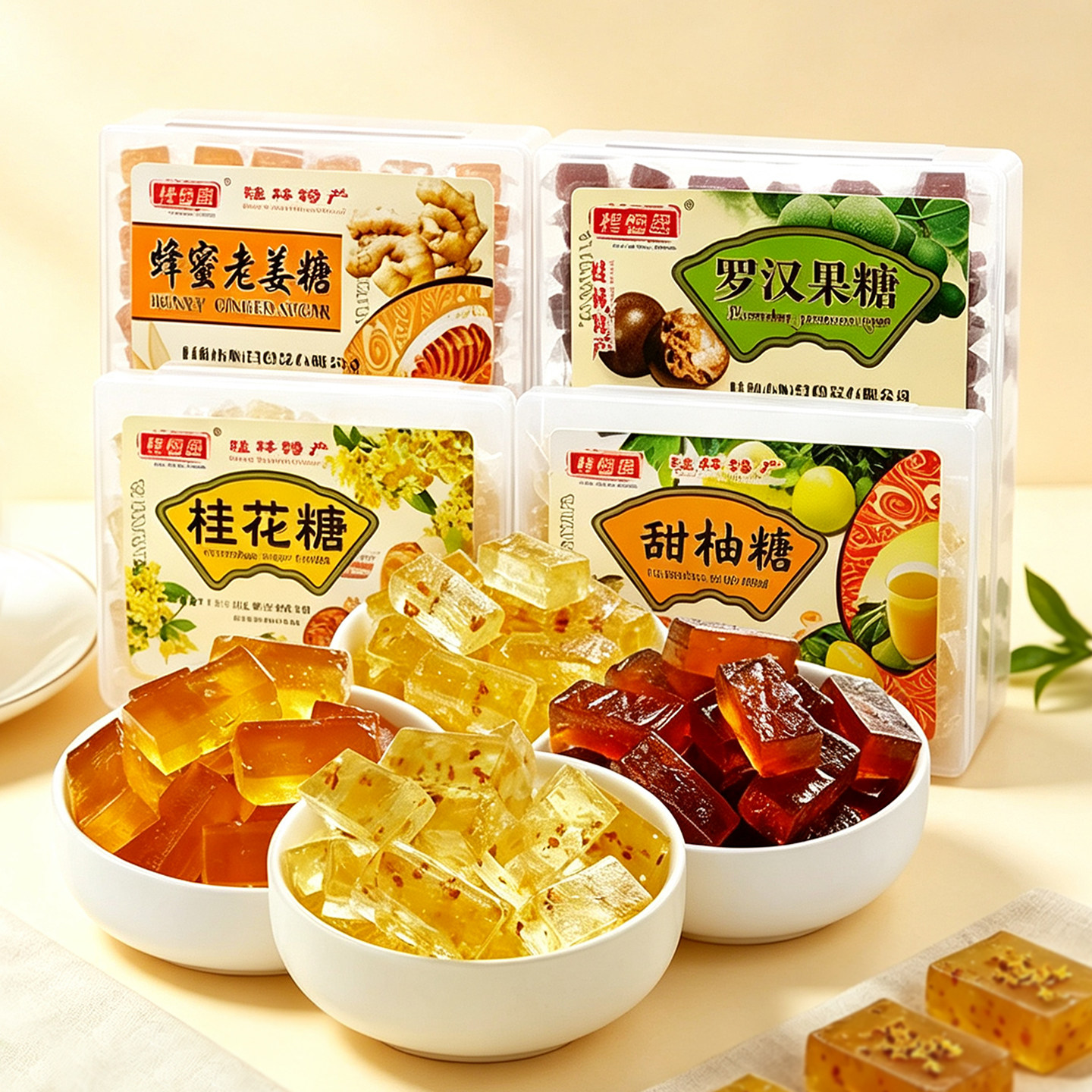 桂花糕水晶广西透明桂花糖软糖500g桂林特产零食小吃块阳朔糖块
