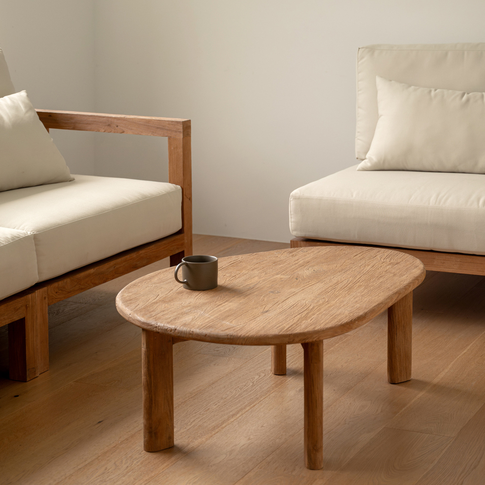 柚木实木茶几中古侘寂复古家用小户型小桌子客厅茶几民宿酒店茶桌