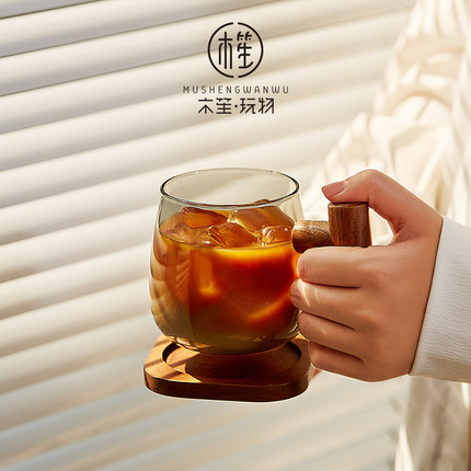 木笙玩物咖啡杯子下午茶专用杯玻璃水杯女生家用高颜值喝水杯简约