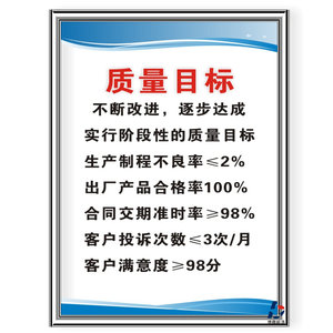 质量方针公司警示提示标志品质挂图标识牌企业工厂车间公司文化牌