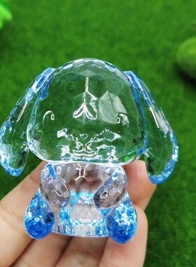 2个大耳狗玩偶水晶摆件