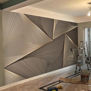 电视背景墙壁画新款 轻奢客厅金色艺术壁纸沙发影视墙墙布卧室墙纸