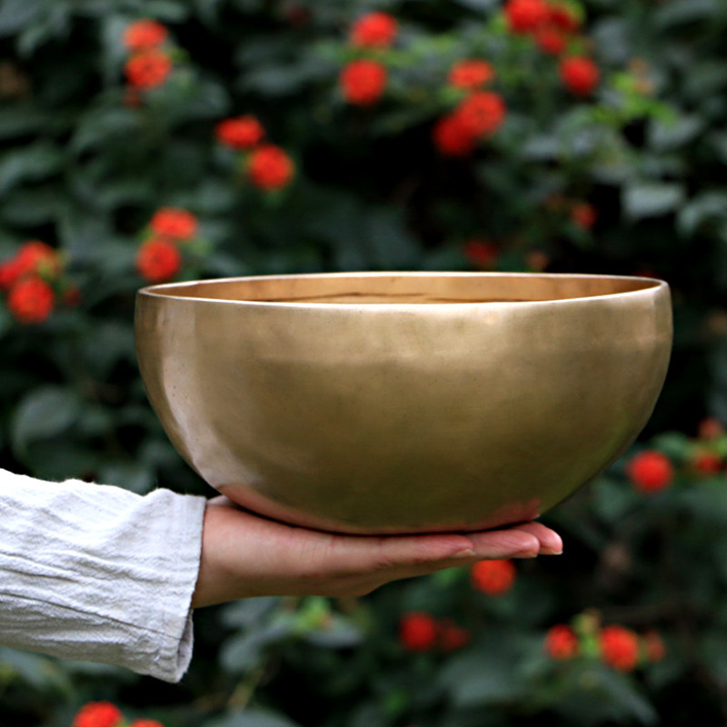 尼泊尔手工颂钵桑塔钵满月钵西藏佛音碗瑜伽冥想r静心乐器音钵铜