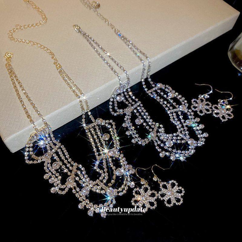 欧美镶钻花朵耳环项链宫廷风轻奢高级感首饰套装设计感小众饰品女,饰品/流行首饰/时尚饰品新,其它首饰,淘宝优惠券,粉丝福利购,淘宝优惠卷