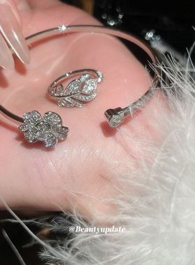 韩系ins锆石花朵开口手镯冷淡风