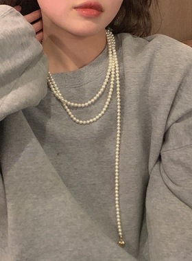 法式复古爱心珍珠多层项链