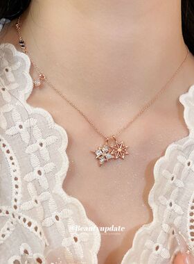 极简风锆石芒星吊坠项链轻奢高级