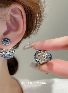 银针镶钻大小圆形前后两戴耳 韩国轻奢高级感耳钉小众时尚耳饰女