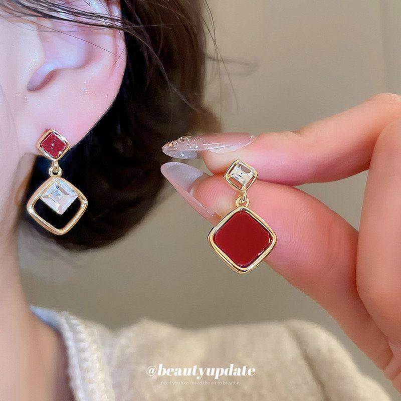 18k真金电镀银针锆石菱形耳环复古宫廷风耳钉轻奢高级感耳饰平价,饰品/流行首饰/时尚饰品新,耳环,淘宝优惠券,粉丝福利购,淘宝优惠卷