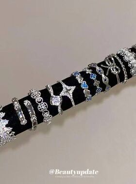 冷淡风锆石爱心花朵开口戒指小