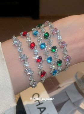 超闪锆石几何椭圆形卡扣手链时尚