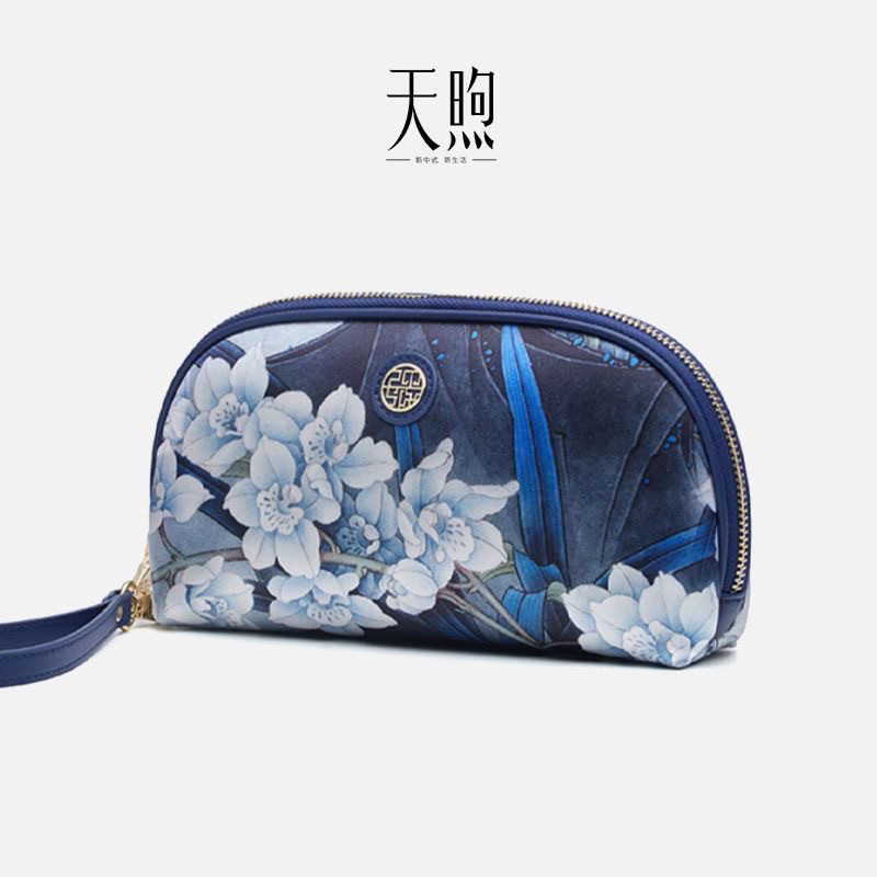 天煦中国风女包简约时尚大气手挽包手拿包生日礼物复古真丝小包包