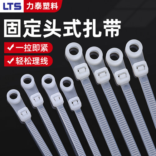固定头式尼龙扎带螺丝孔自锁绑带