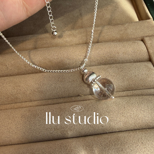 LLuStudio雾里摘星单颗白水晶银色吊坠气质简约挂坠项链