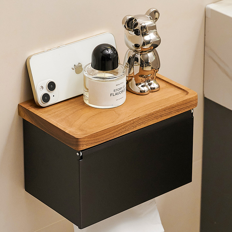 cmeo化妆室纸巾盒厕所浴室胡桃木卫生纸卷筒卫生纸卫生纸抽取式卫