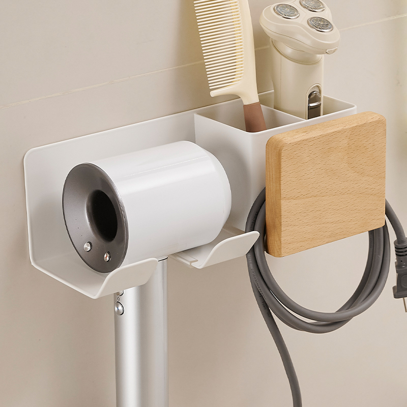 cmeo原木吹风机置物架免打孔卫生间电吹风支架浴室风筒挂架收纳