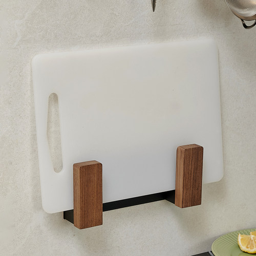 cmeo砧板菜板架子胡桃木免打孔厨房置物架多功能放置器放锅盖收纳