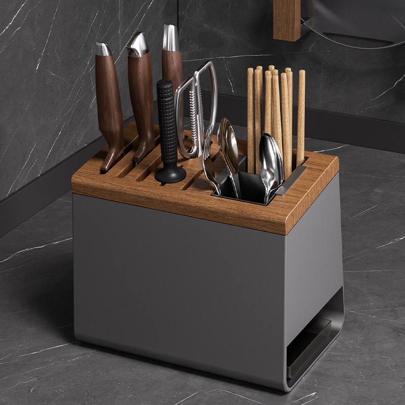 cmeo胡桃木菜刀架置物架台面刀座刀具收纳层架筷子收纳盒菜刀架