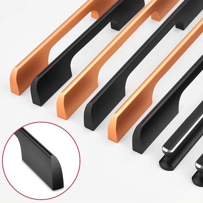 门拉手现代简约柜子橱柜抽屉加长黑色衣柜门把手欧式高档隐形手柄