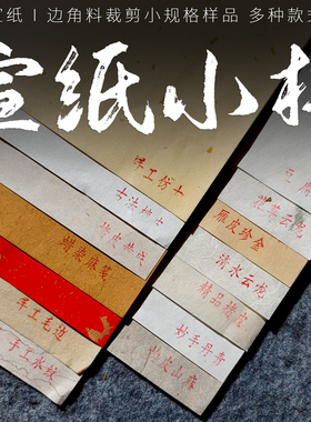 【1.88元包邮试用 宣纸小样】书法宣纸样品纸样机样本纸半生熟毛笔书法专用手工纸仿古洒金雁皮楮皮云龙檀皮