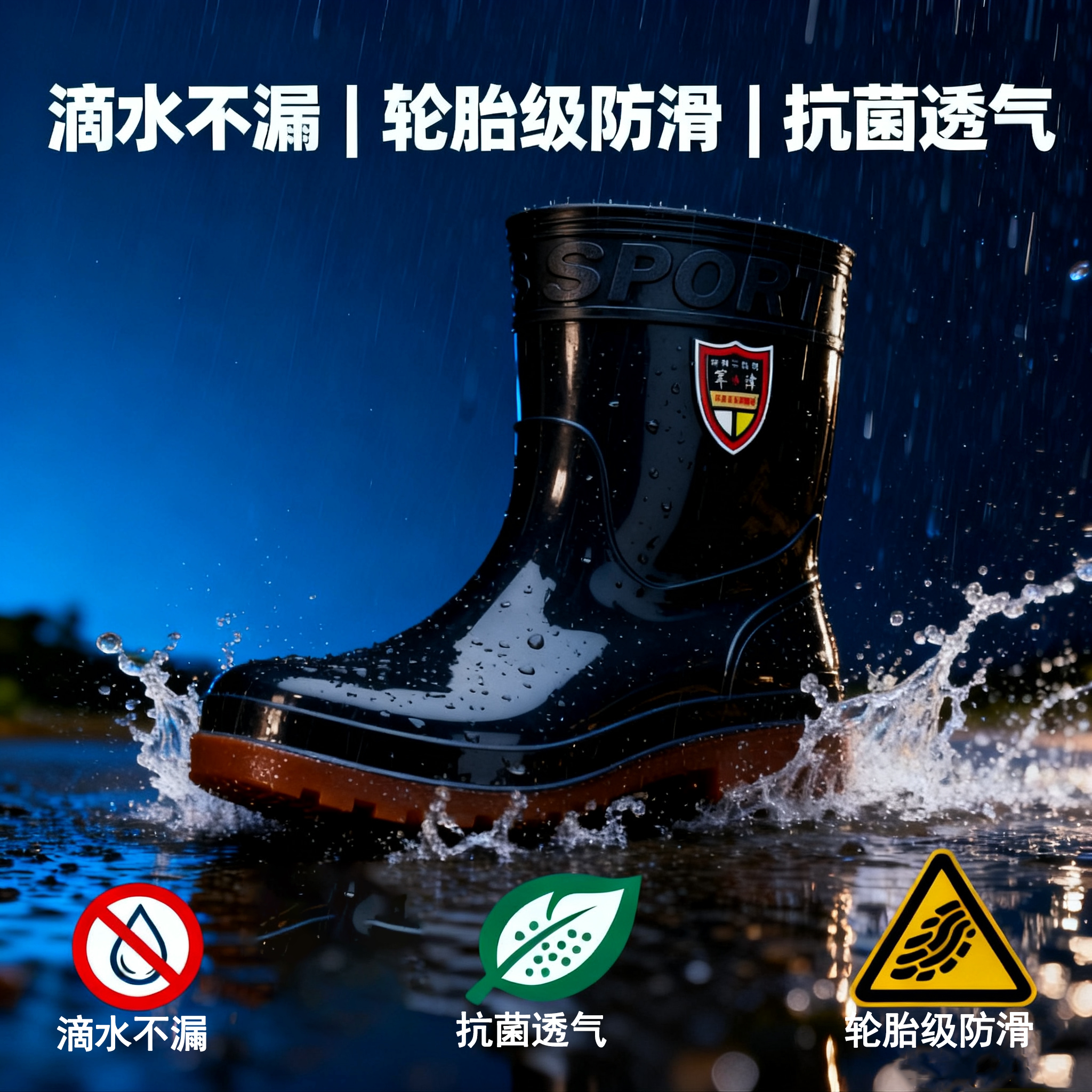 雨鞋男防水防滑防臭加厚牛筋靴子雨靴男低中高筒耐磨水鞋女劳保鞋