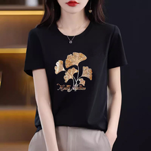 2025年新款莫代尔纯棉短袖正肩T恤大码中年妈妈装薄款冰丝上衣女