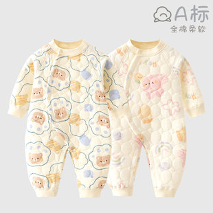 婴儿连体衣保暖秋冬季夹棉新生儿衣服宝宝冬装外出哈衣加厚春秋款