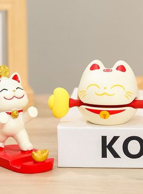 桌面办公室招财猫树脂白领木鱼摆件礼物卡通静心手机教师节支架小