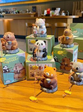 摆件原创桌面公仔树脂萌宠垂钓