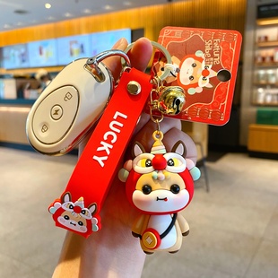正版醒狮小财柴午马挂件新年钥匙扣卡通柴犬公仔钥匙链圈包包挂件