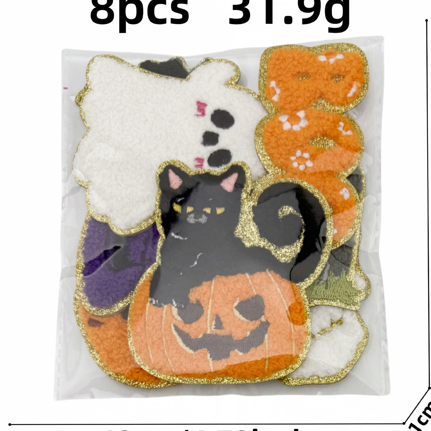 跨境万圣节金边南瓜刺绣幽灵布贴电脑绣花服装辅料配饰补丁熨烫